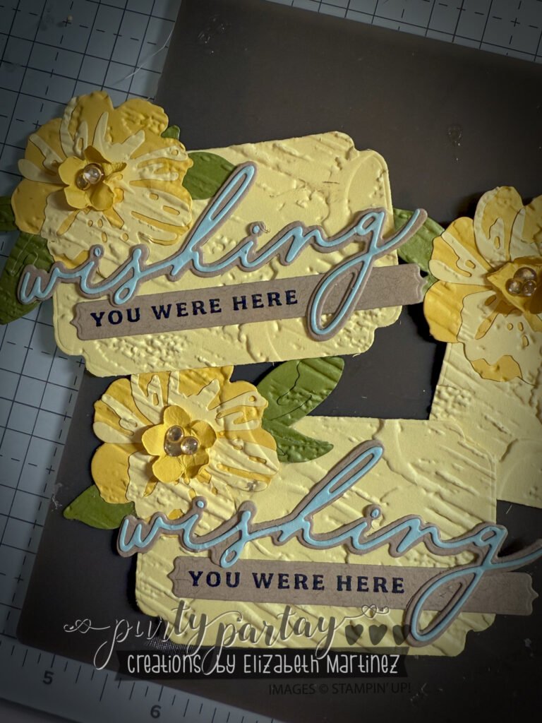 A detailed close-up of embossed floral die-cut elements from the Floral Delights Suite showcases the intricate texture created using the Plaster Painting 3D Embossing Folder.