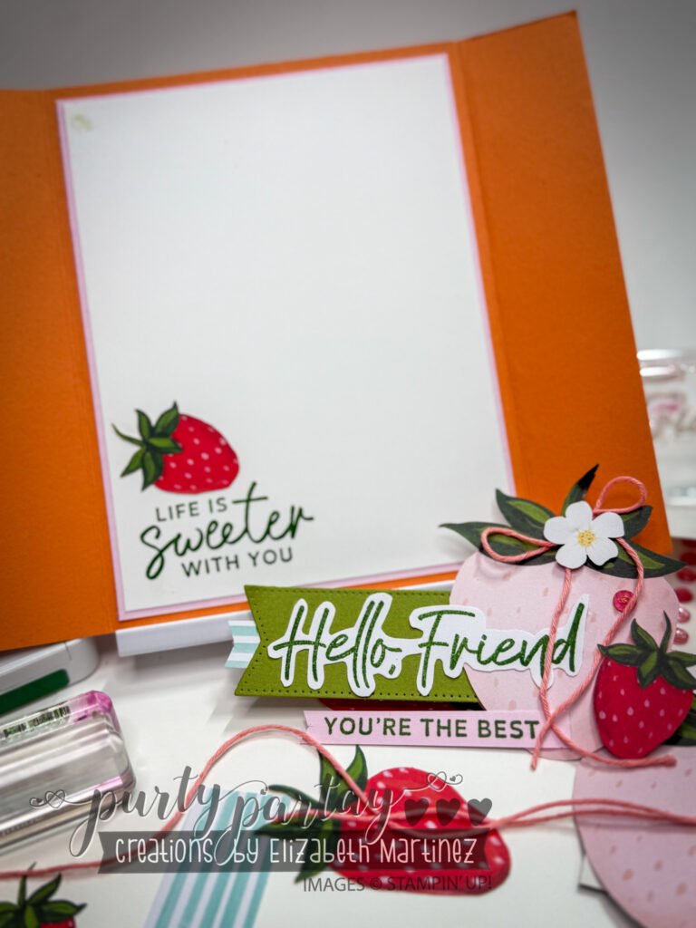 Inside of the Strawberry Card with the sliding closure