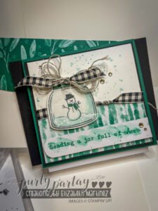 Winter-themed snowman card in blue and white Regal tones, featuring a hidden pocket for a gift card.