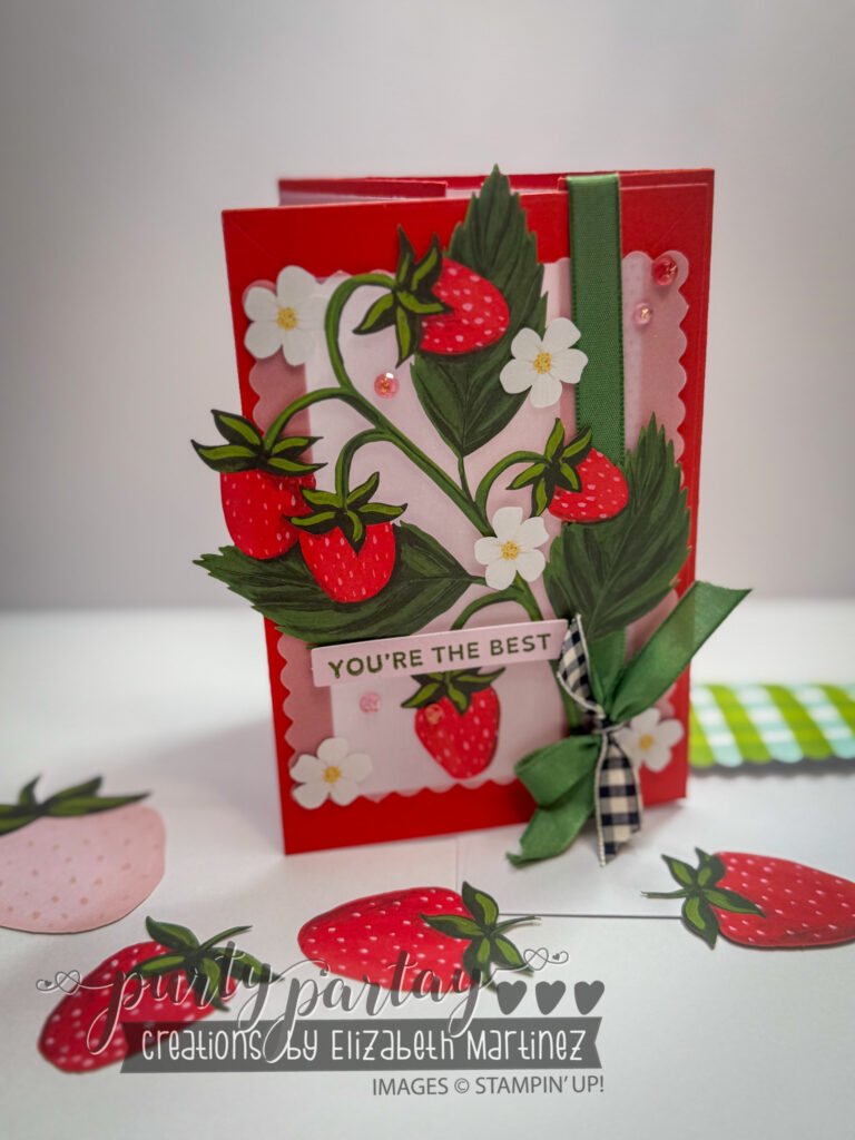 Vines and a little vellum make this cute trifold peakaboo card.